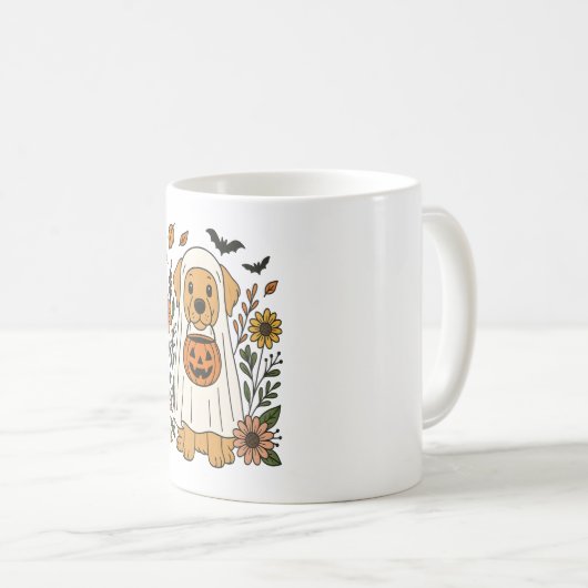 Halloween Golden Retriever Flowers Kaffeetasse (VorderseiteRechts)