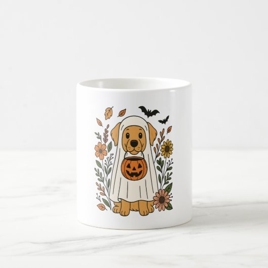 Halloween Golden Retriever Flowers Kaffeetasse (Mittel)