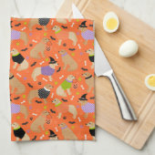 Halloween Golden Retriever Geschirrtuch (Viertel Falte)