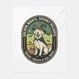Halloween Golden Retriever Grusel Nacht Club Fleecedecke