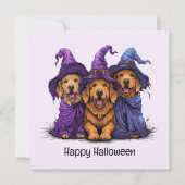 Halloween Golden Retriever Hexenhunde Einladung (Vorderseite)