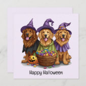 Halloween Golden Retriever Hexenhunde Einladung (Vorne/Hinten)