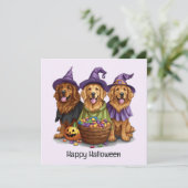 Halloween Golden Retriever Hexenhunde Einladung (Stehend Vorderseite)