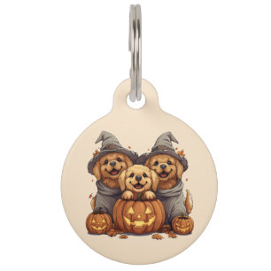Halloween Golden Retriever Hunde Kürbislaterne Haustiermarke