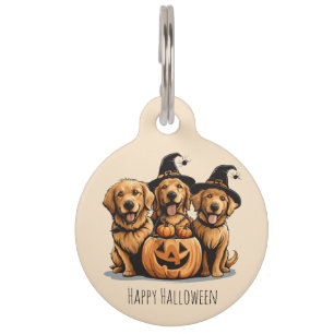 Halloween Golden Retriever Hunde Kürbislaterne Haustiermarke