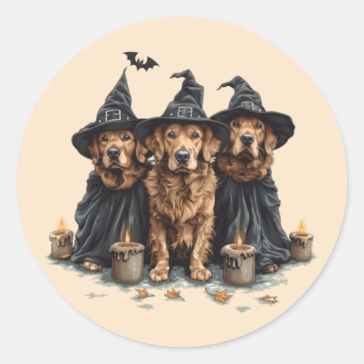 Halloween Golden Retriever Hunde Kürbislaterne Runder Aufkleber (Vorderseite)