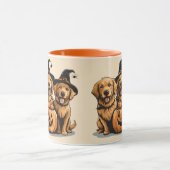 Halloween Golden Retriever Hunde Kürbislaterne Tasse (Zentrum)