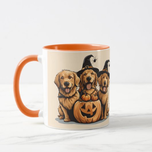 Halloween Golden Retriever Hunde Kürbislaterne Tasse (Links)