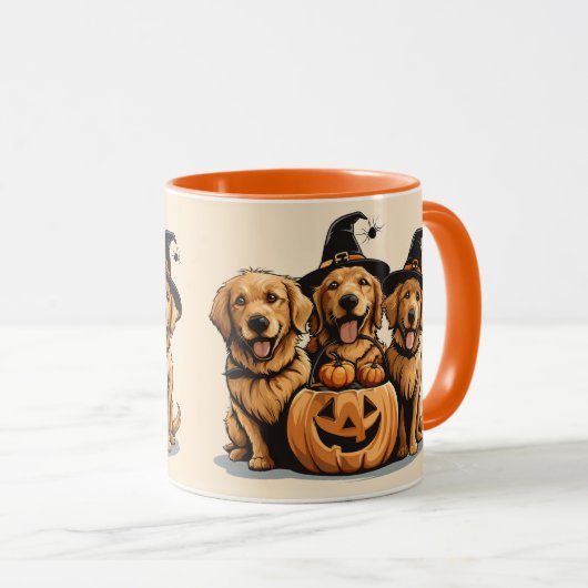 Halloween Golden Retriever Hunde Kürbislaterne Tasse (VorderseiteRechts)