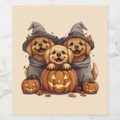 Halloween Golden Retriever Hunde Kürbislaterne Weinetikett (Einzelnes Label)