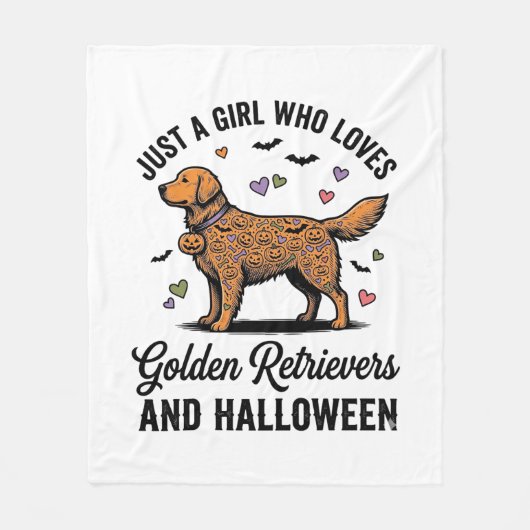 Halloween Golden Retriever Mädchen Hundemutter Vin Fleecedecke (Vorderseite)