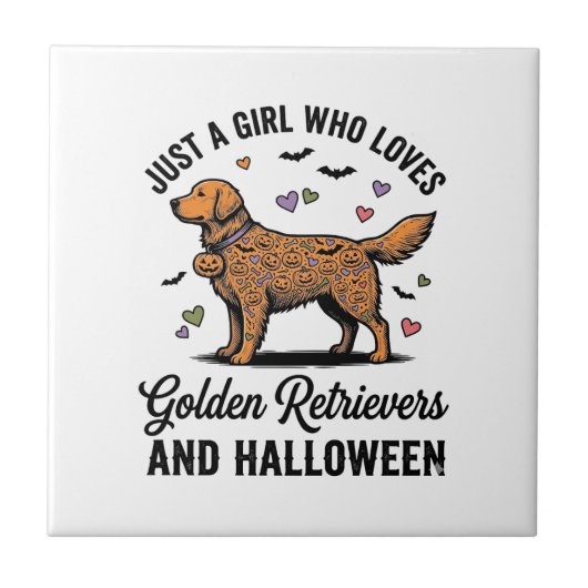 Halloween Golden Retriever Mädchen Hundemutter Vin Fliese (Vorderseite)