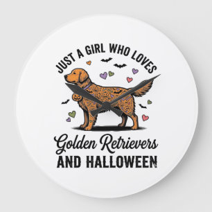 Halloween Golden Retriever Mädchen Hundemutter Vin Große Wanduhr