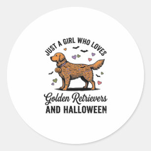 Halloween Golden Retriever Mädchen Hundemutter Vin Runder Aufkleber