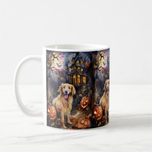 Halloween Golden Retriever mit Kürbissen Gruselig Kaffeetasse