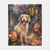 Halloween Golden Retriever mit Pumpkins Beängstige Fleecedecke (Vorderseite)