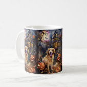 Halloween Golden Retriever mit Pumpkins Beängstige Kaffeetasse (Vorderseite Links)