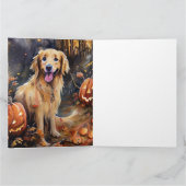 Halloween Golden Retriever mit Pumpkins Beängstige Karte (Innenseite)