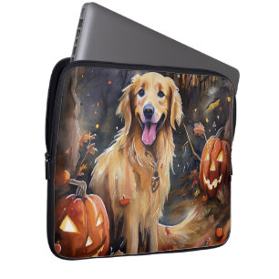 Halloween Golden Retriever mit Pumpkins Beängstige Laptopschutzhülle