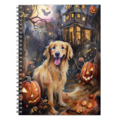 Halloween Golden Retriever mit Pumpkins Beängstige Notizblock (Vorderseite)