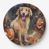 Halloween Golden Retriever mit Pumpkins Beängstige Pappteller (Vorderseite)