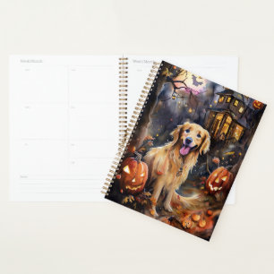 Halloween Golden Retriever mit Pumpkins Beängstige Planer