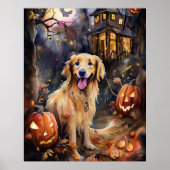 Halloween Golden Retriever mit Pumpkins Beängstige Poster (Vorne)