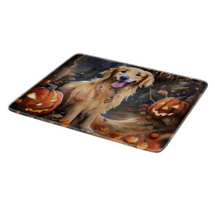 Halloween Golden Retriever mit Pumpkins Beängstige Schneidebrett