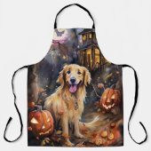 Halloween Golden Retriever mit Pumpkins Beängstige Schürze (Vorderseite)