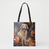 Halloween Golden Retriever mit Pumpkins Beängstige Tasche (Vorderseite)