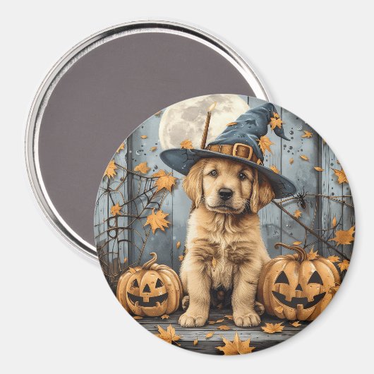 Halloween Golden Retriever Puppy Jack O Lanterns Magnet (Vorderseite/Rückseite)