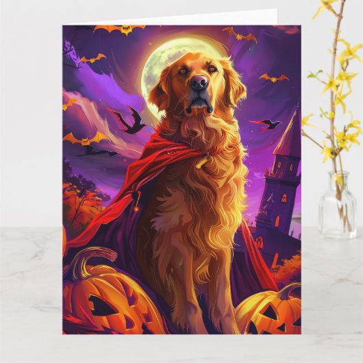 Halloween Golden Retriever Vampire Pumpkins Beängs Karte (Gelbe Blume)