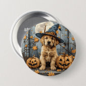 Halloween Golden Retriever Welpe Jack O Lanterns Button (Vorne & Hinten)