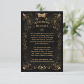 Halloween Golden Skelette Wedding Details Card RSVP Karte (Stehend Vorderseite)