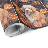 Halloween Goldendoodle mit Kürbissen Gruselig Geschenkpapier (Rolleneckpunkt)