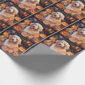 Halloween Goldendoodle mit Kürbissen Gruselig Geschenkpapier (Ecke)