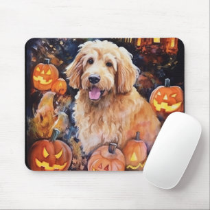 Halloween Goldendoodle mit Kürbissen Gruselig Mousepad