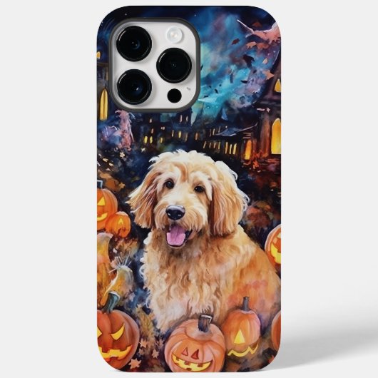 Halloween Goldendoodle mit Pumpkins Beängstigend Case-Mate iPhone Hülle (Rückseite)