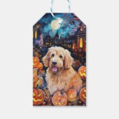 Halloween Goldendoodle mit Pumpkins Beängstigend Geschenkanhänger (Vorderseite)