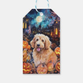 Halloween Goldendoodle mit Pumpkins Beängstigend Geschenkanhänger (Rückseite)