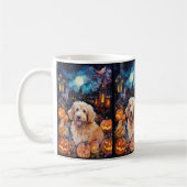 Halloween Goldendoodle mit Pumpkins Beängstigend Kaffeetasse (Links)