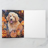 Halloween Goldendoodle mit Pumpkins Beängstigend Karte (Innenseite)
