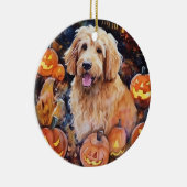Halloween Goldendoodle mit Pumpkins Beängstigend Keramik Ornament (Rechts)