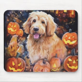 Halloween Goldendoodle mit Pumpkins Beängstigend Mousepad (Vorne)
