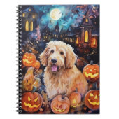 Halloween Goldendoodle mit Pumpkins Beängstigend Notizblock (Vorderseite)
