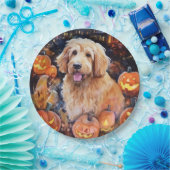 Halloween Goldendoodle mit Pumpkins Beängstigend Pappteller (Party)