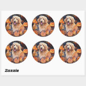 Halloween Goldendoodle mit Pumpkins Beängstigend Runder Aufkleber (Blatt)