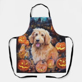 Halloween Goldendoodle mit Pumpkins Beängstigend Schürze (Vorderseite)