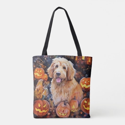Halloween Goldendoodle mit Pumpkins Beängstigend Tasche (Rückseite)