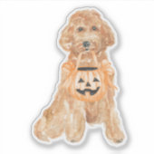 Halloween Goldendoodle Pumpkin Trick oder Behandlu Aufkleber (Vorderseite)